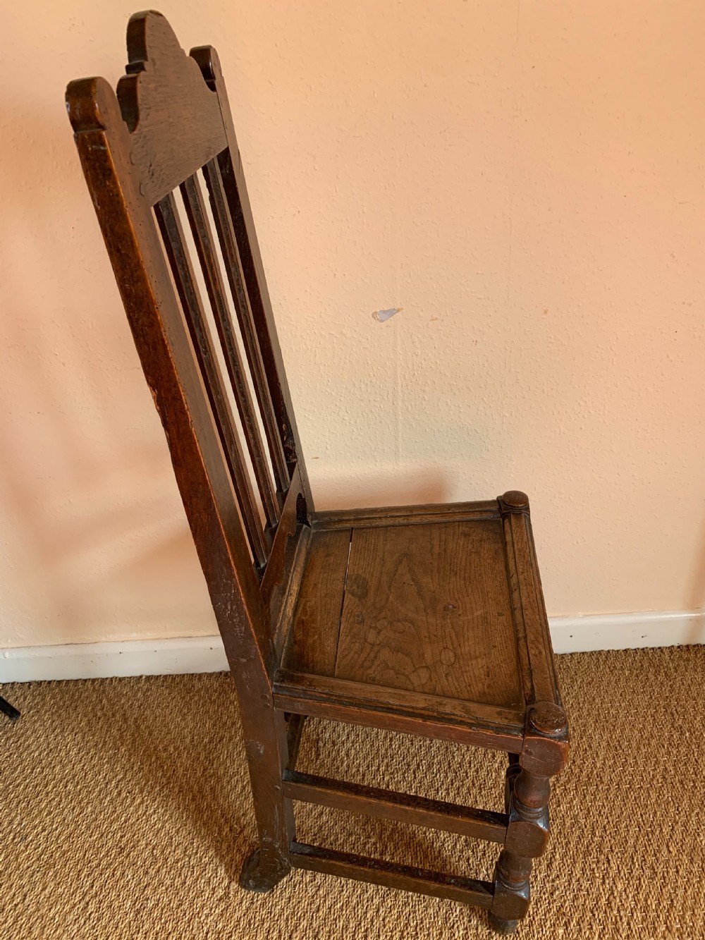 Antique oak hall chair  View IV