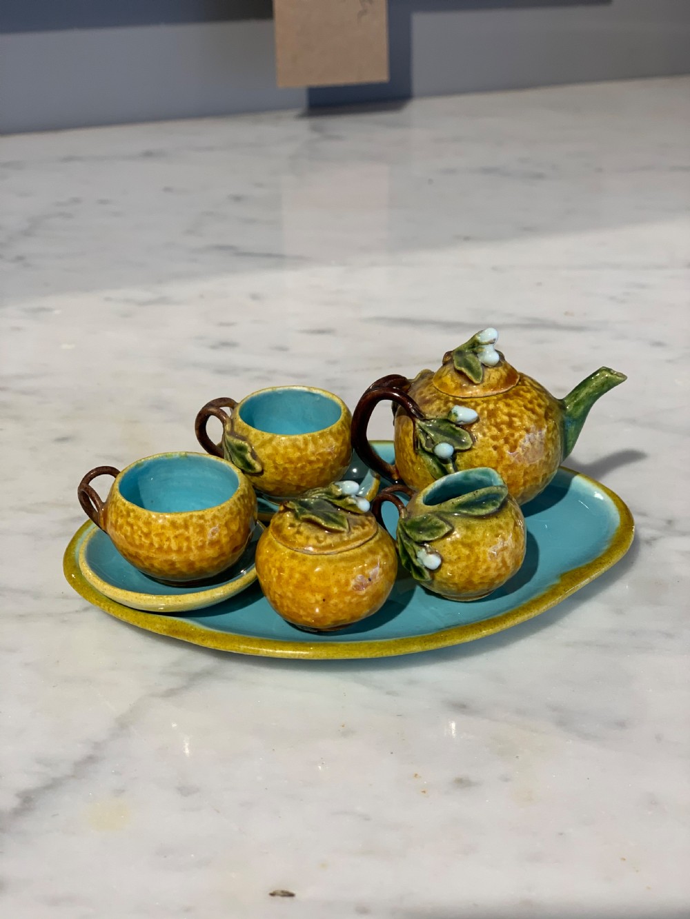 Miniature Menton Majolica tea set  View II