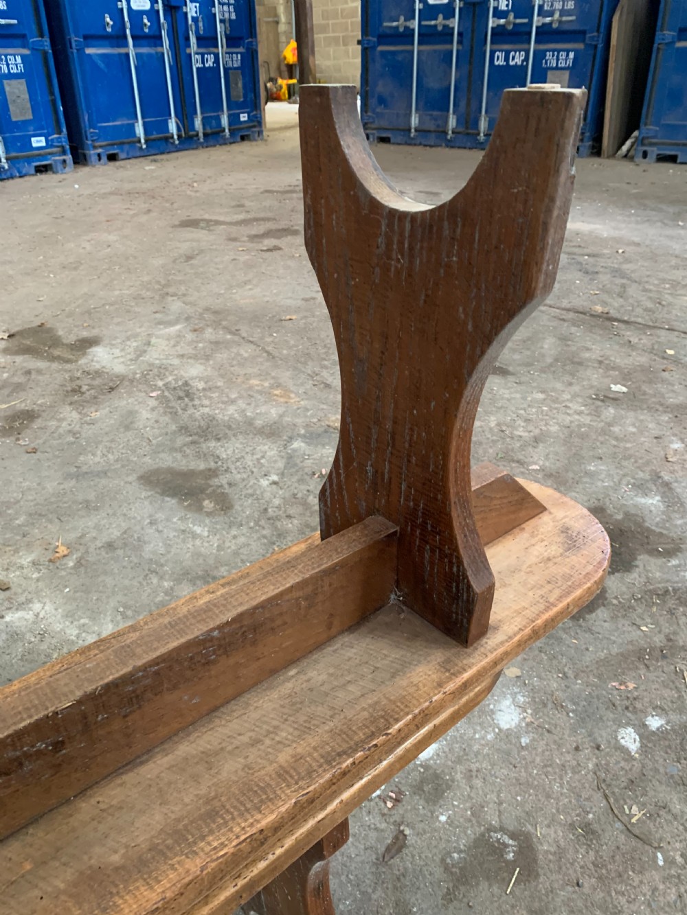 Long pair of chestnut benches   View V