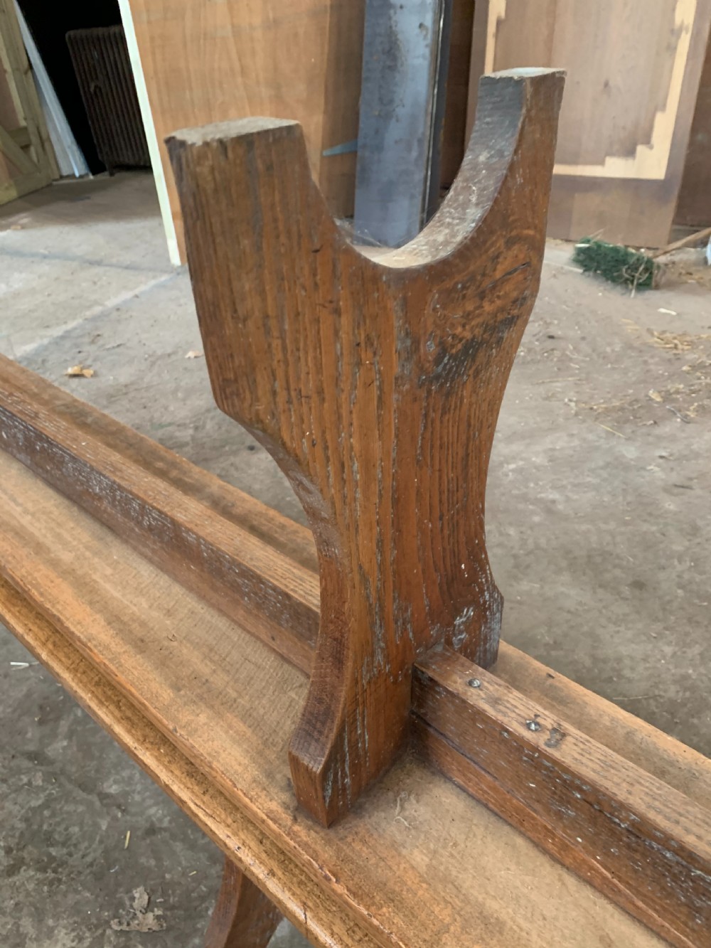 Long pair of chestnut benches   View VI