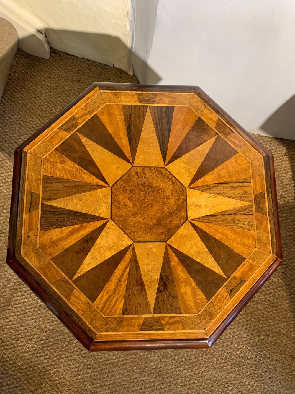 Victorian lamp table with a specimen wood top  View III