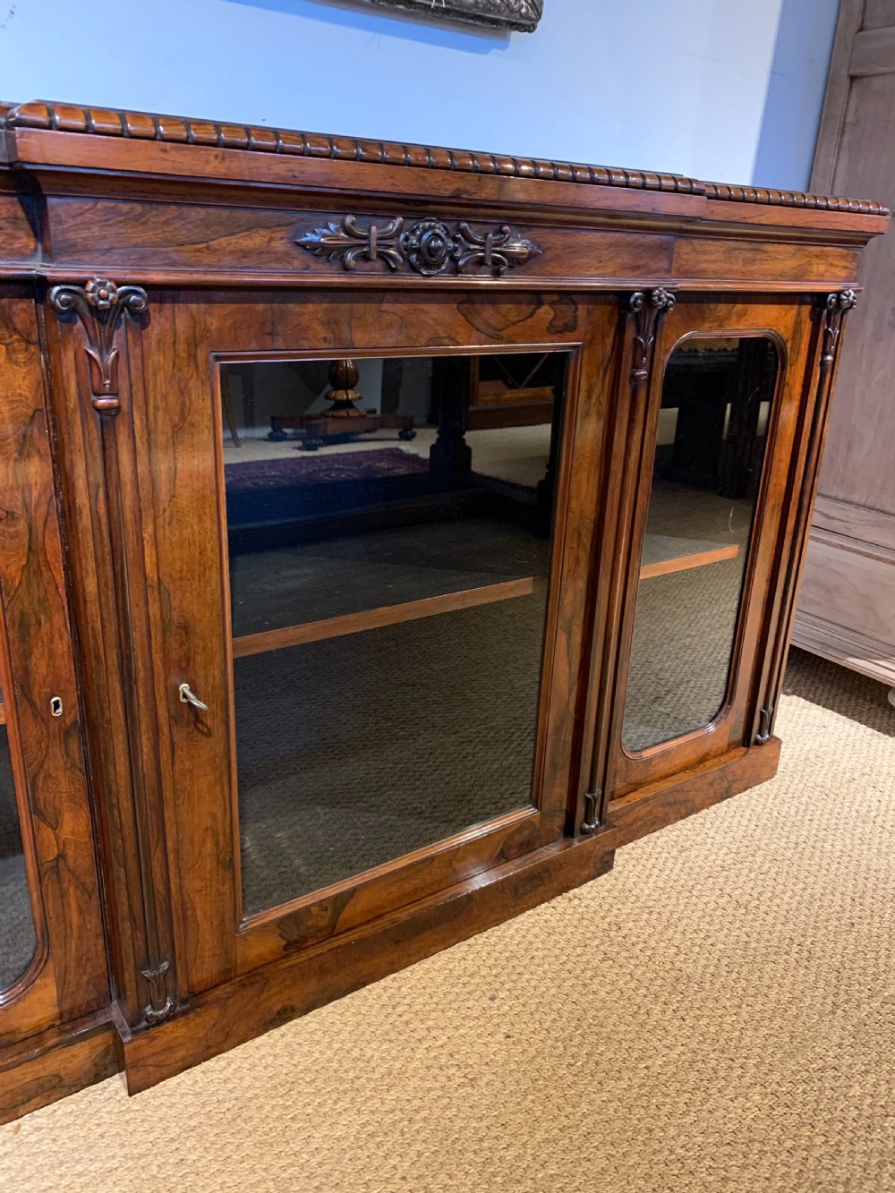 Rosewood breakfront bookcase  View XIII