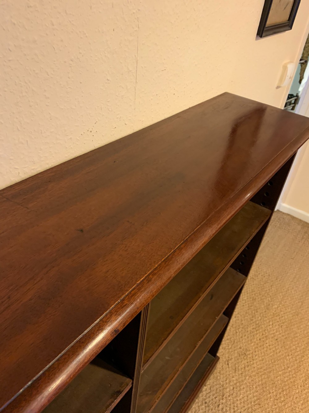 Mahogany open bookcase  View V