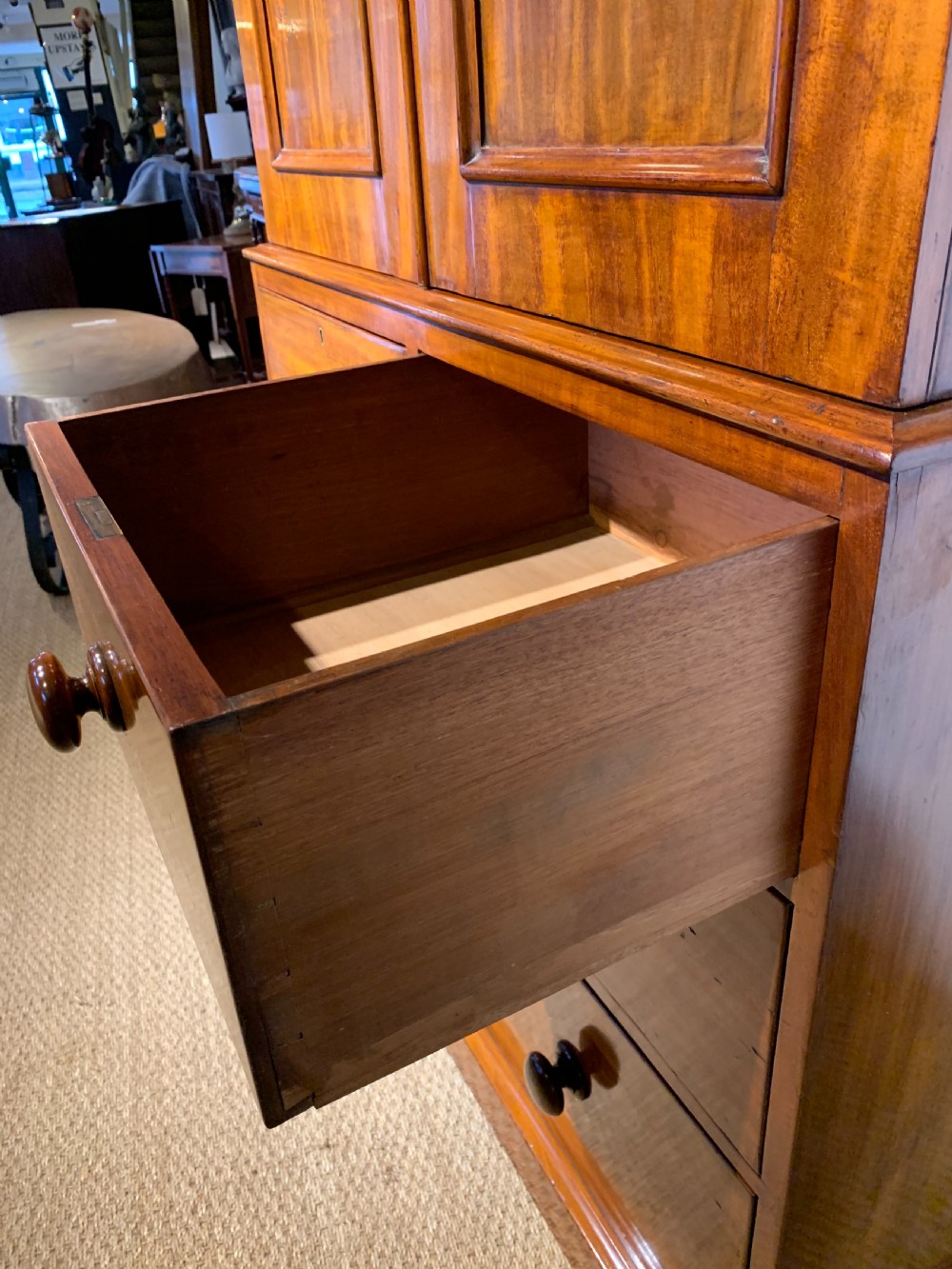 Small Victorian mahogany linen press  View IX