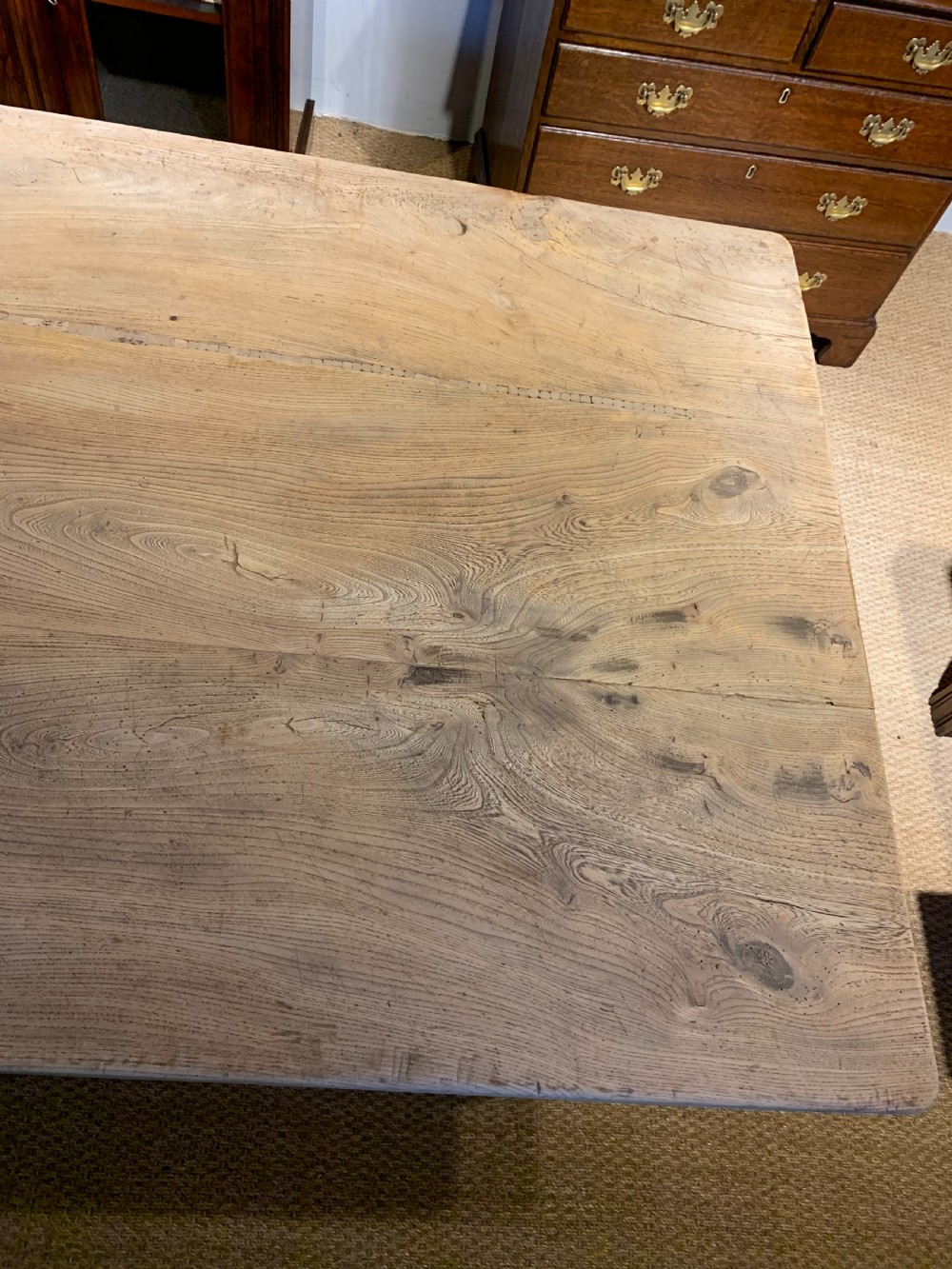 Large Elm scrubbed topped farmhouse table  View VI