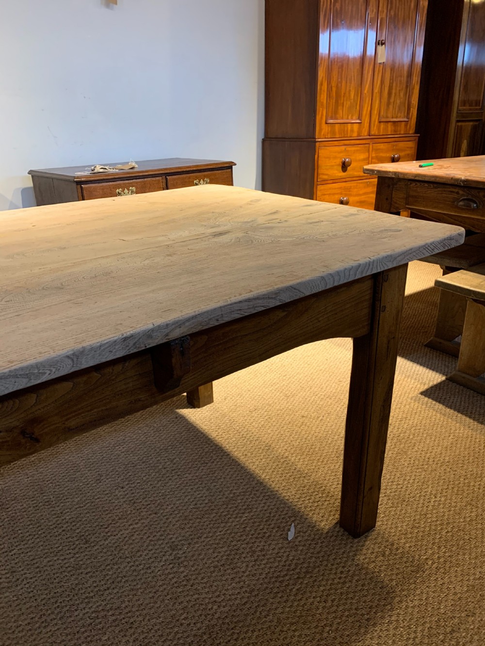 Large Elm scrubbed topped farmhouse table  View VII
