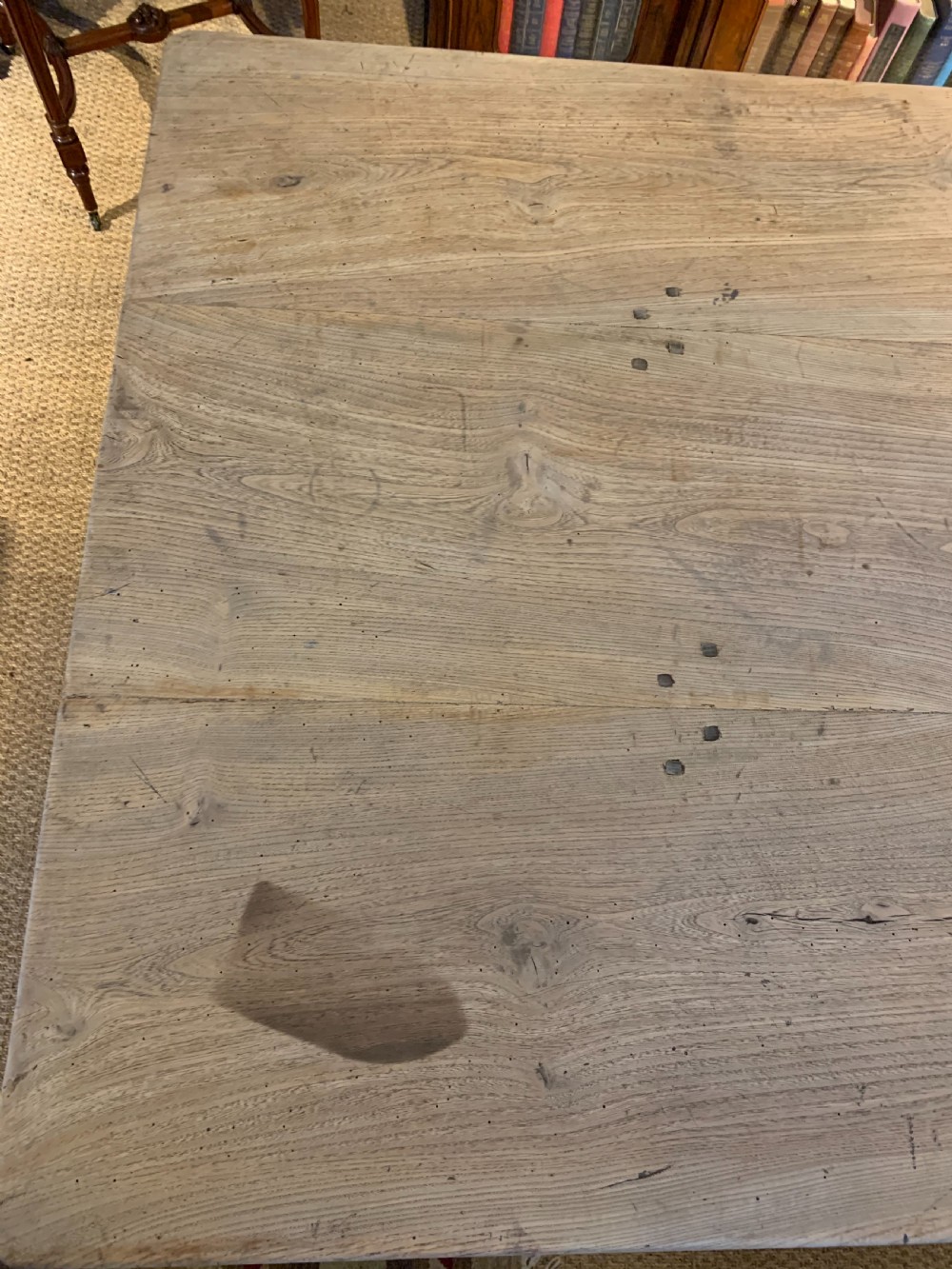 Large Elm scrubbed topped farmhouse table  View IX