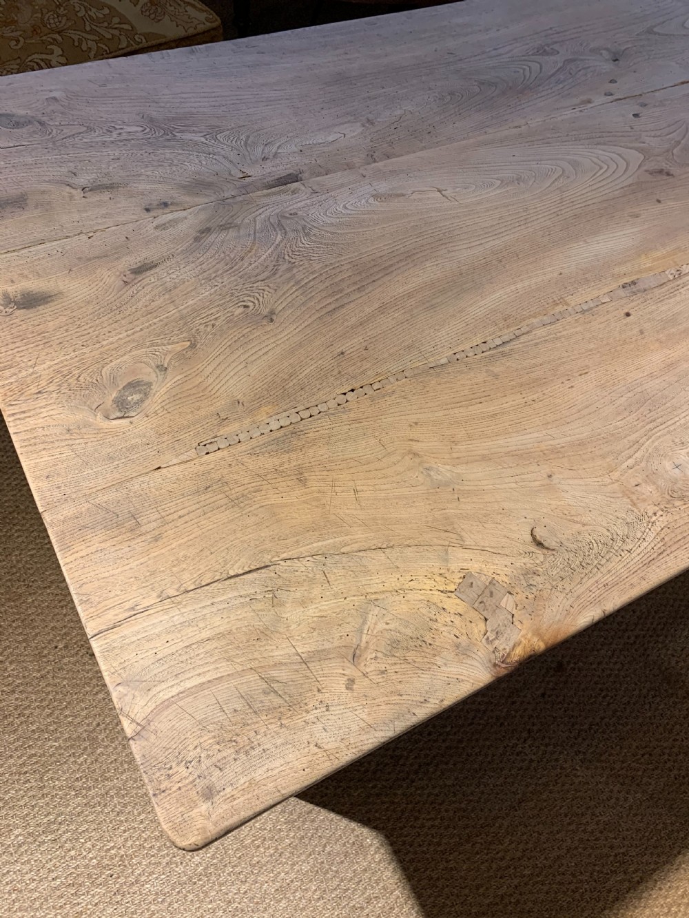 Large Elm scrubbed topped farmhouse table  View X
