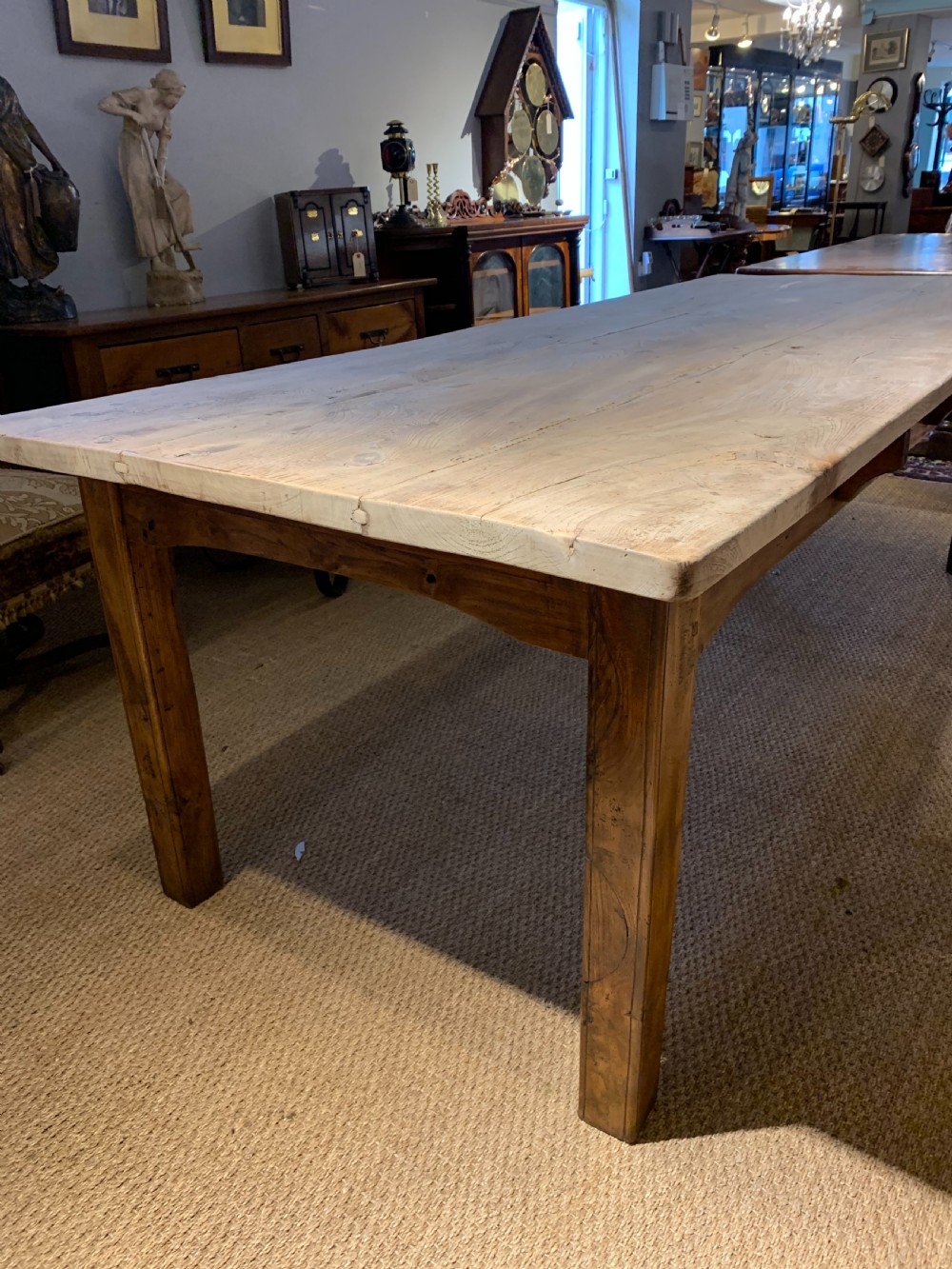 Large Elm scrubbed topped farmhouse table  View XI