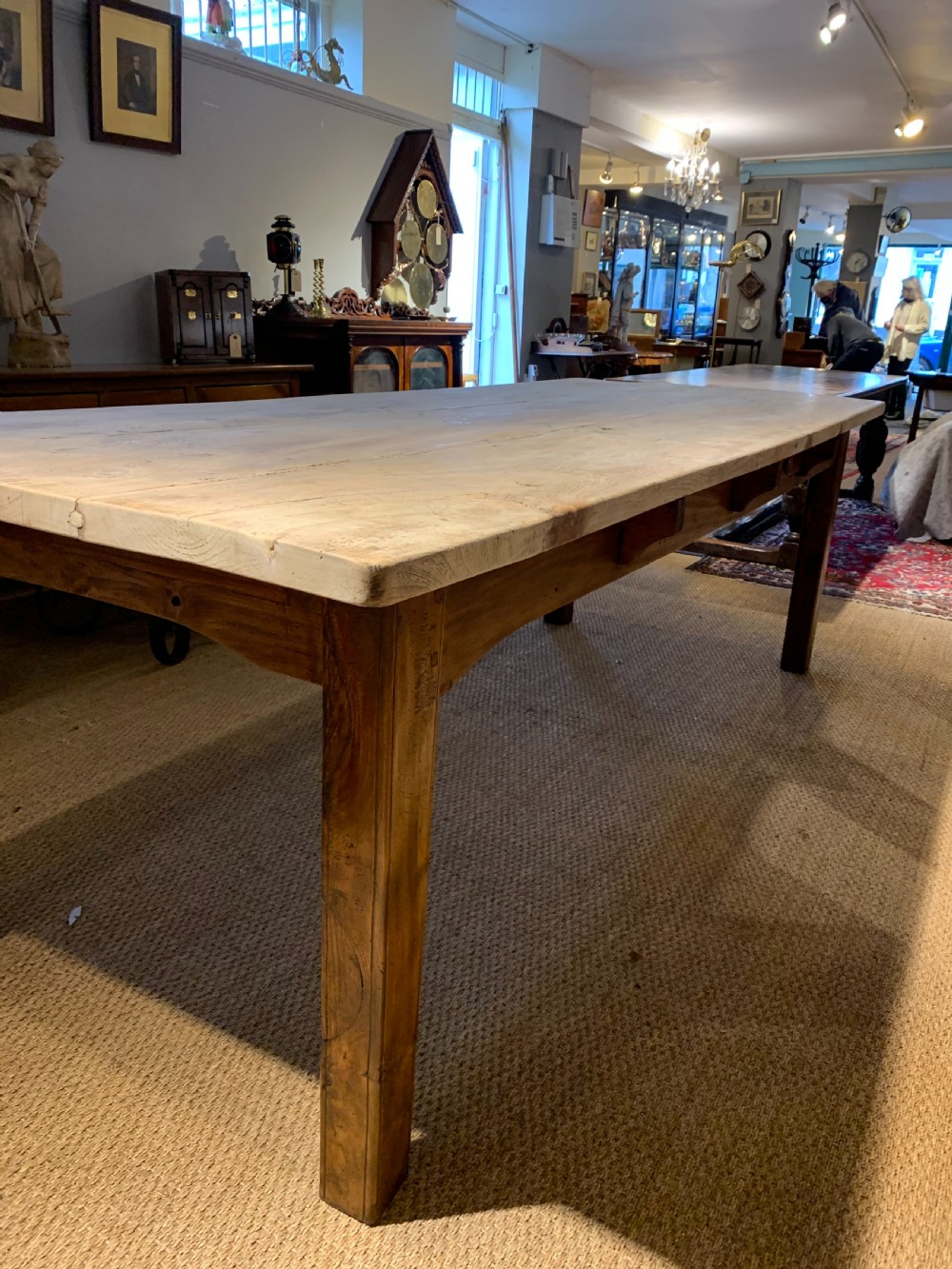 Large Elm scrubbed topped farmhouse table  View XII
