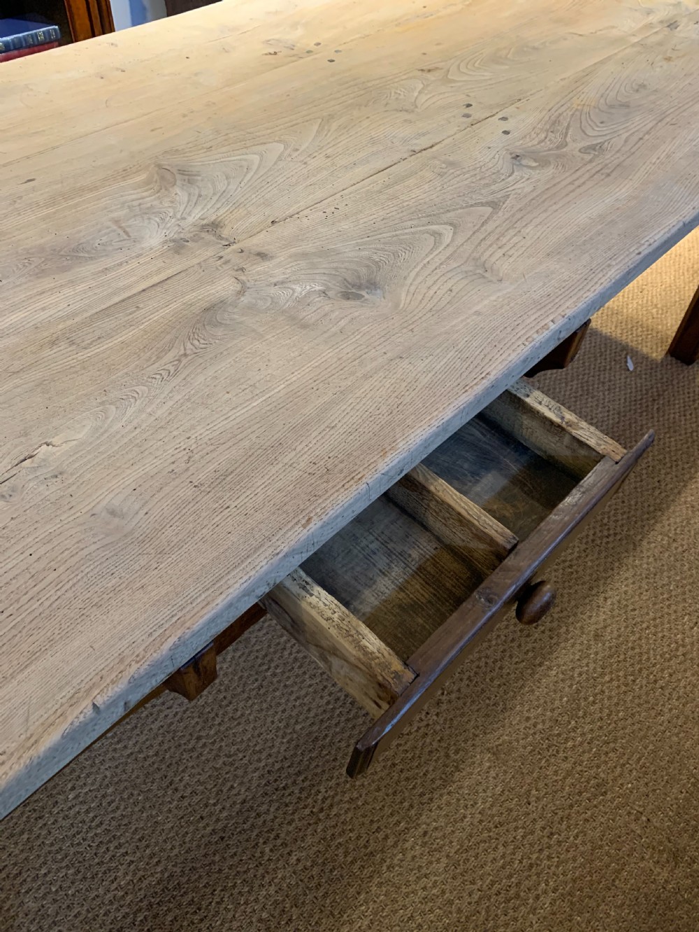 Large Elm scrubbed topped farmhouse table  View XIV