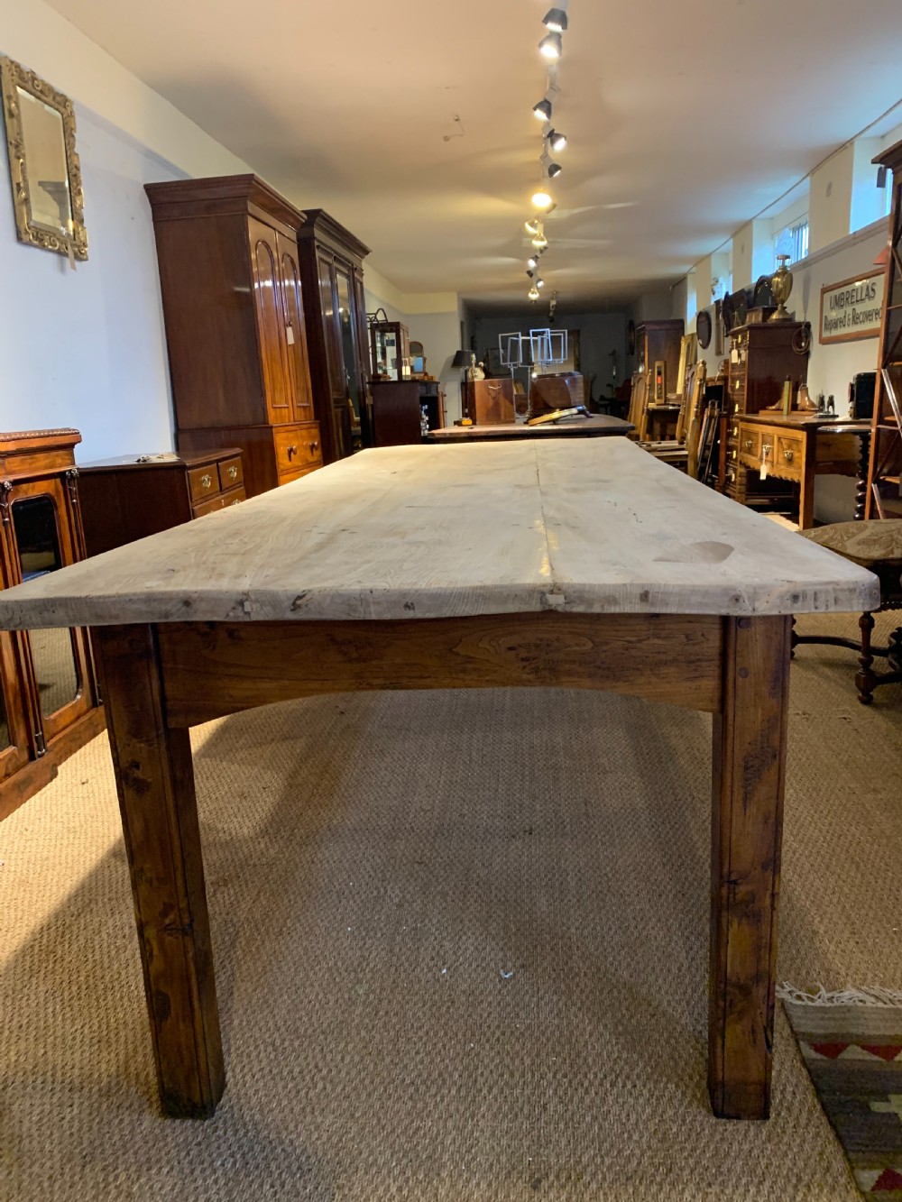 Large Elm scrubbed topped farmhouse table  View XV
