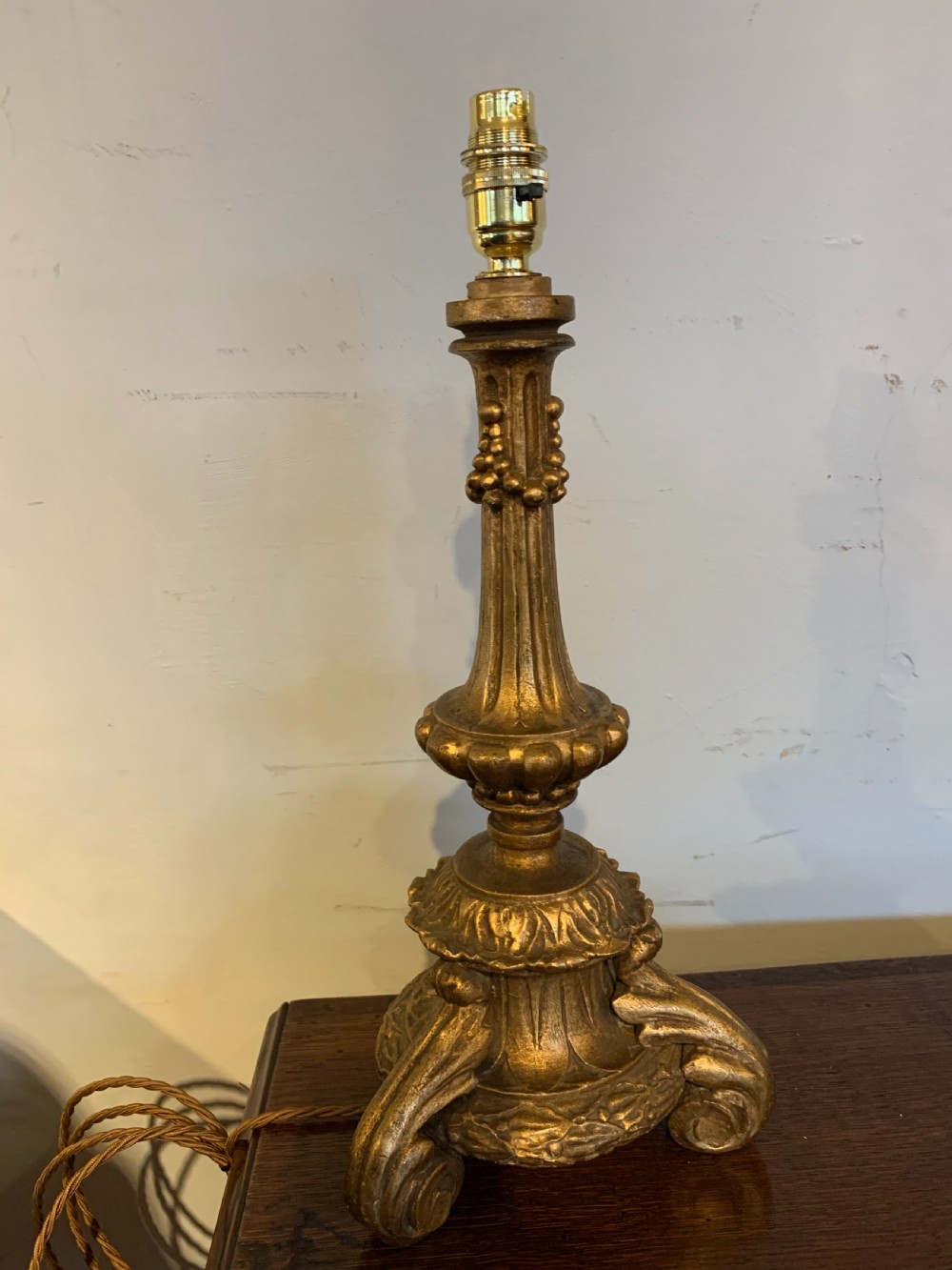 Carved gilt wood table lamp 