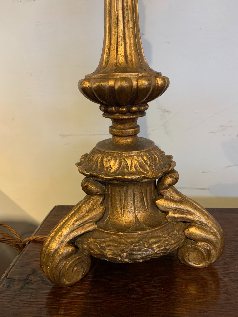 Carved gilt wood table lamp  View II