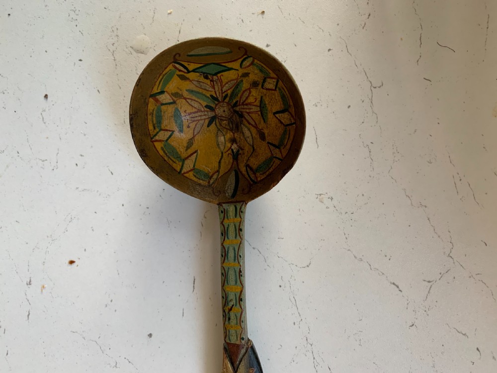 Carved & painted Norwegian spoon  View II