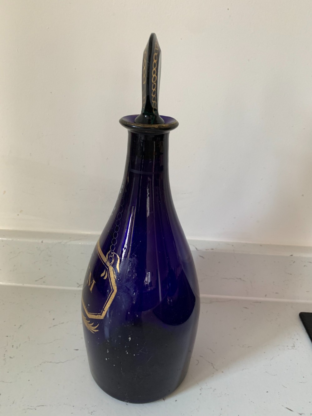 Georgian Bristol blue decanter  View II