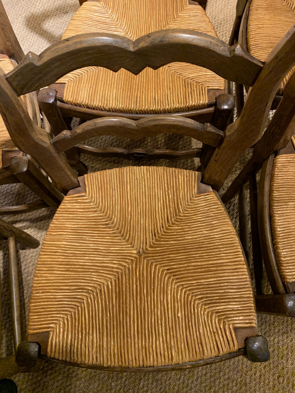 Set of 6 oak chairs with rush seats    View VII