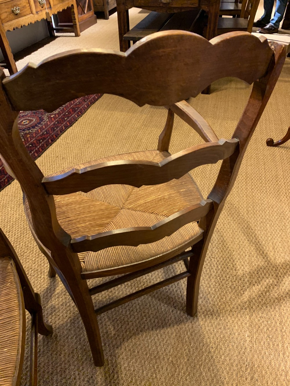 Pair of rush seated country carver chairs  View V