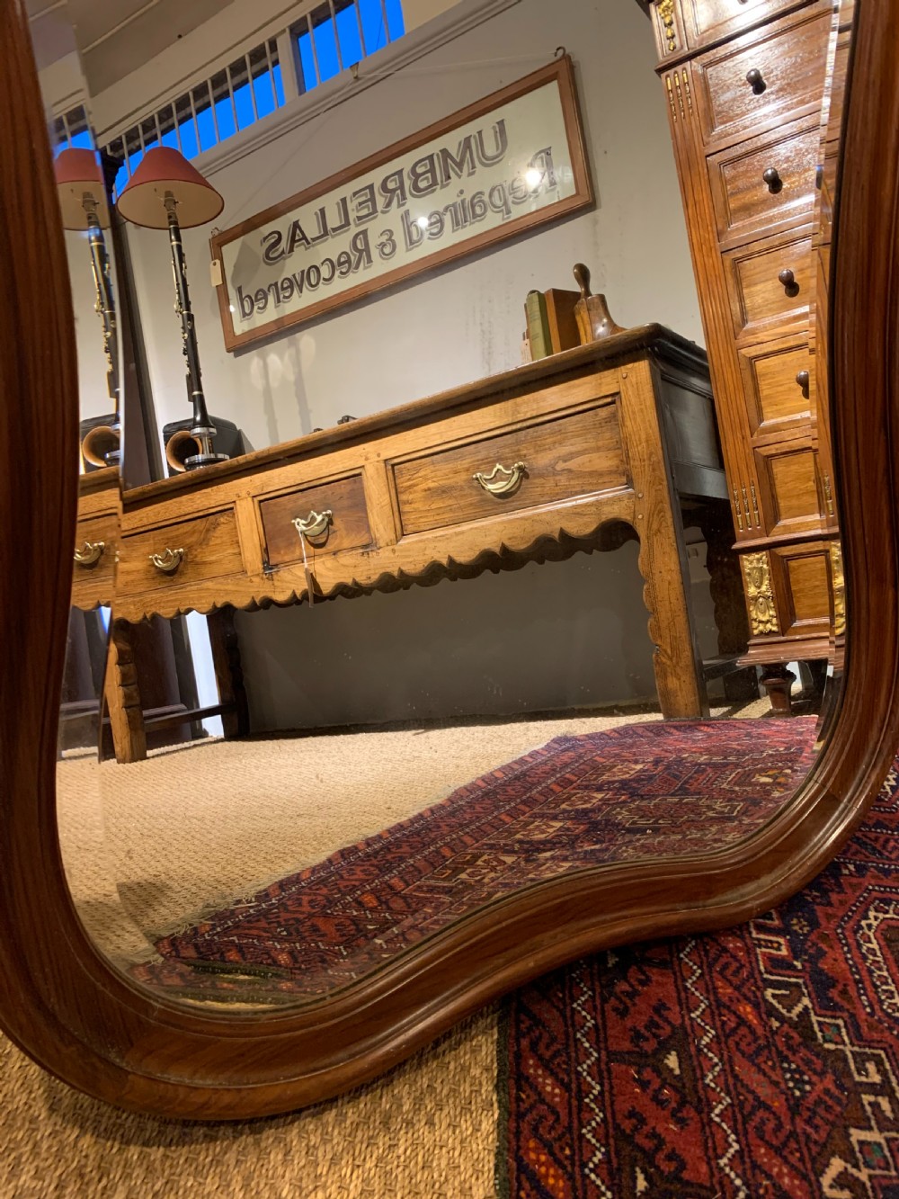 Walnut framed wall mirror   View V