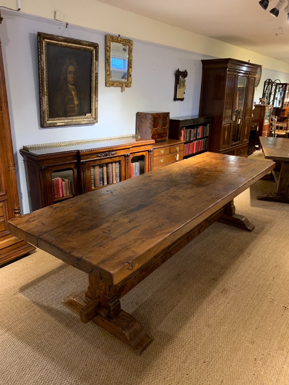 Large oak refectory table  