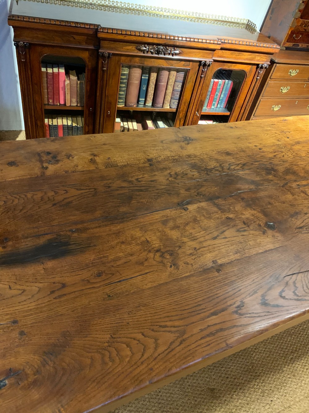 Large oak refectory table   View V