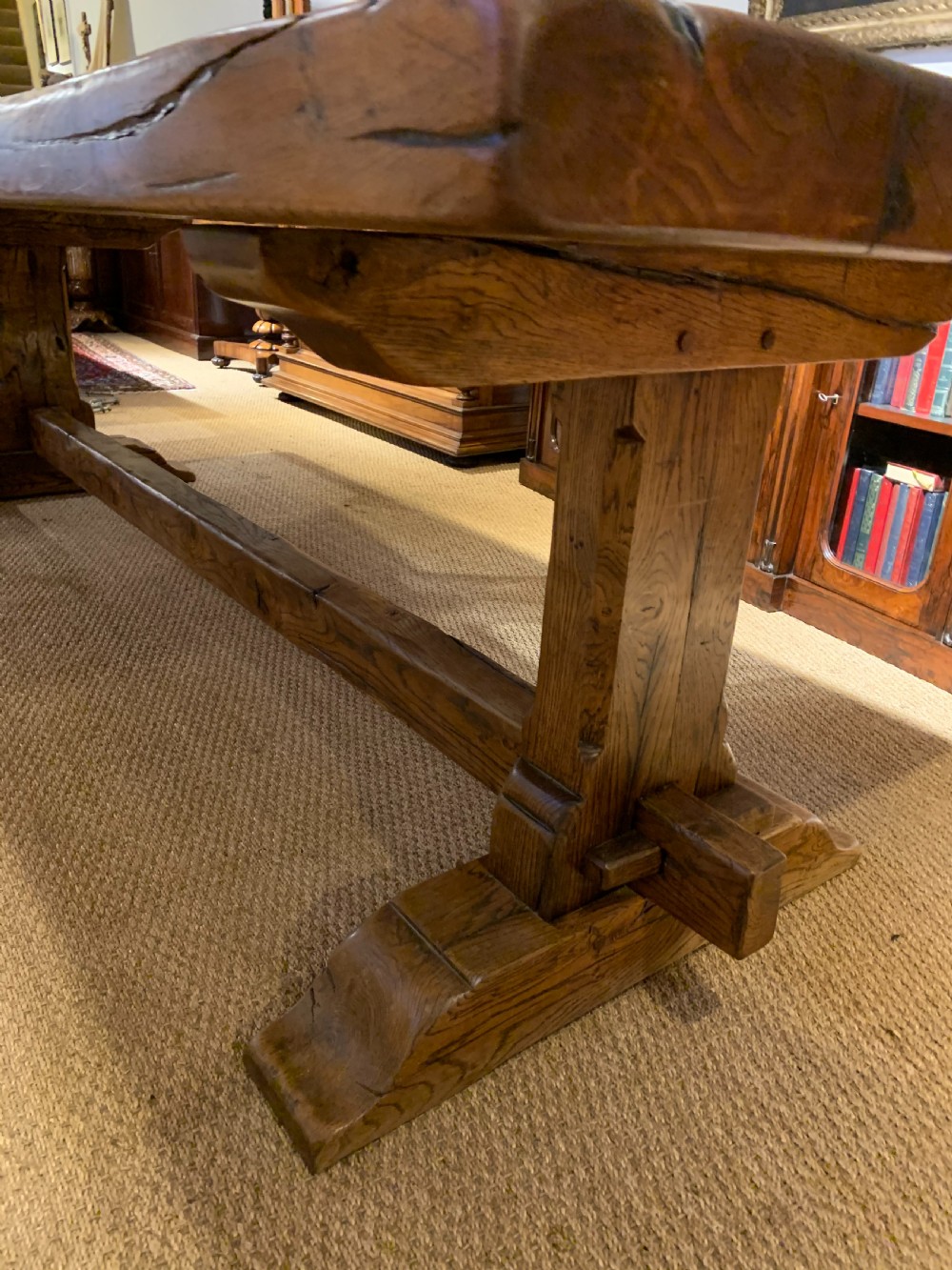 Large oak refectory table   View X
