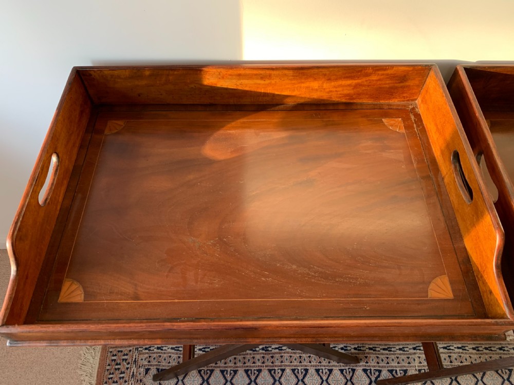 Pair of Butlers trays on stands   View II