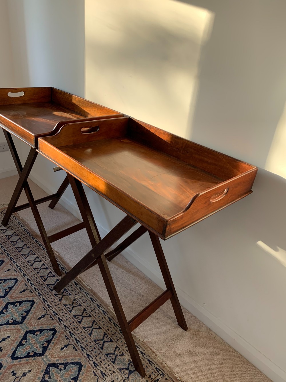 Pair of Butlers trays on stands   View V