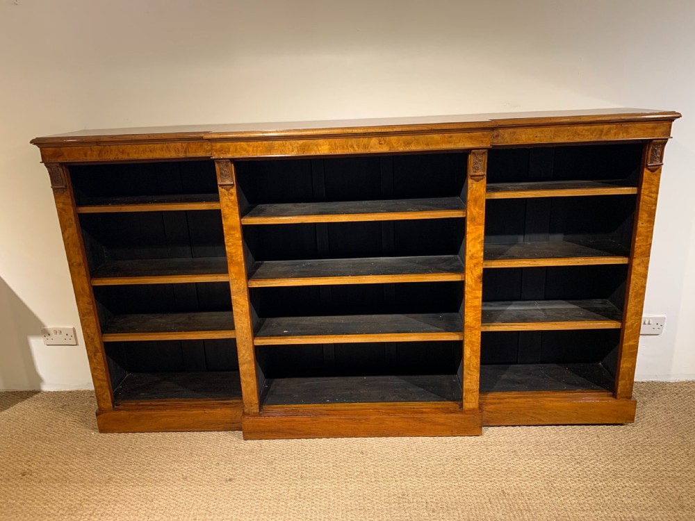 Large Victorian walnut bookcase 
