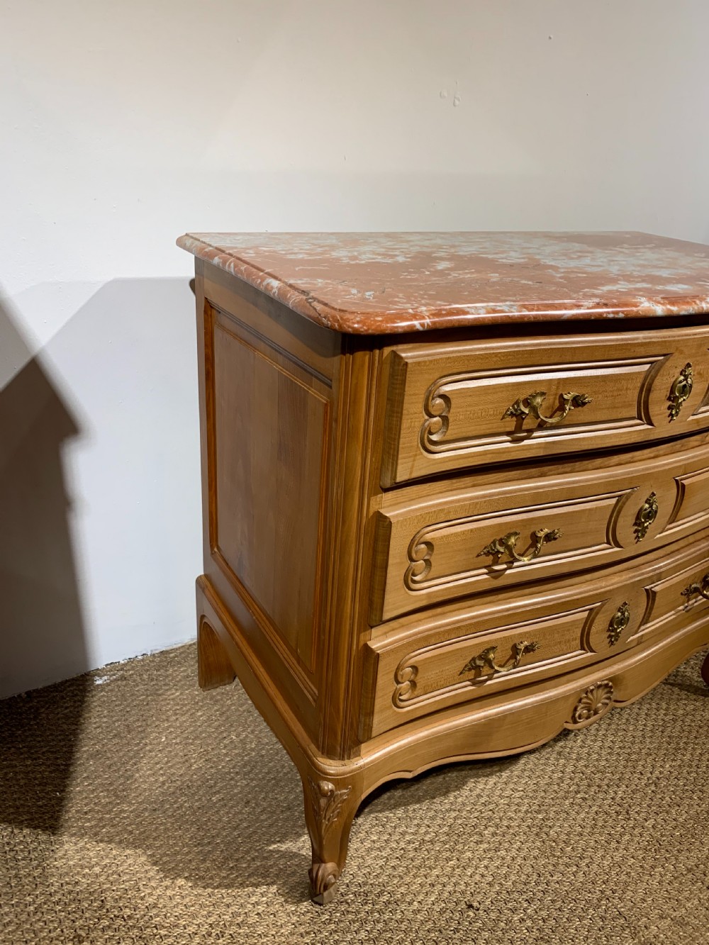 Small marble topped cherry wood commode  View II