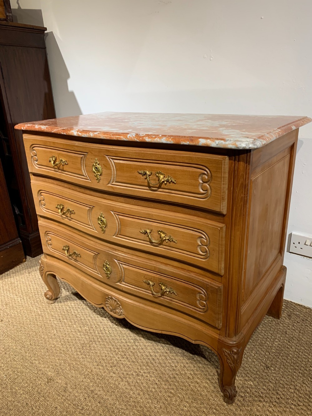 Small marble topped cherry wood commode  View III