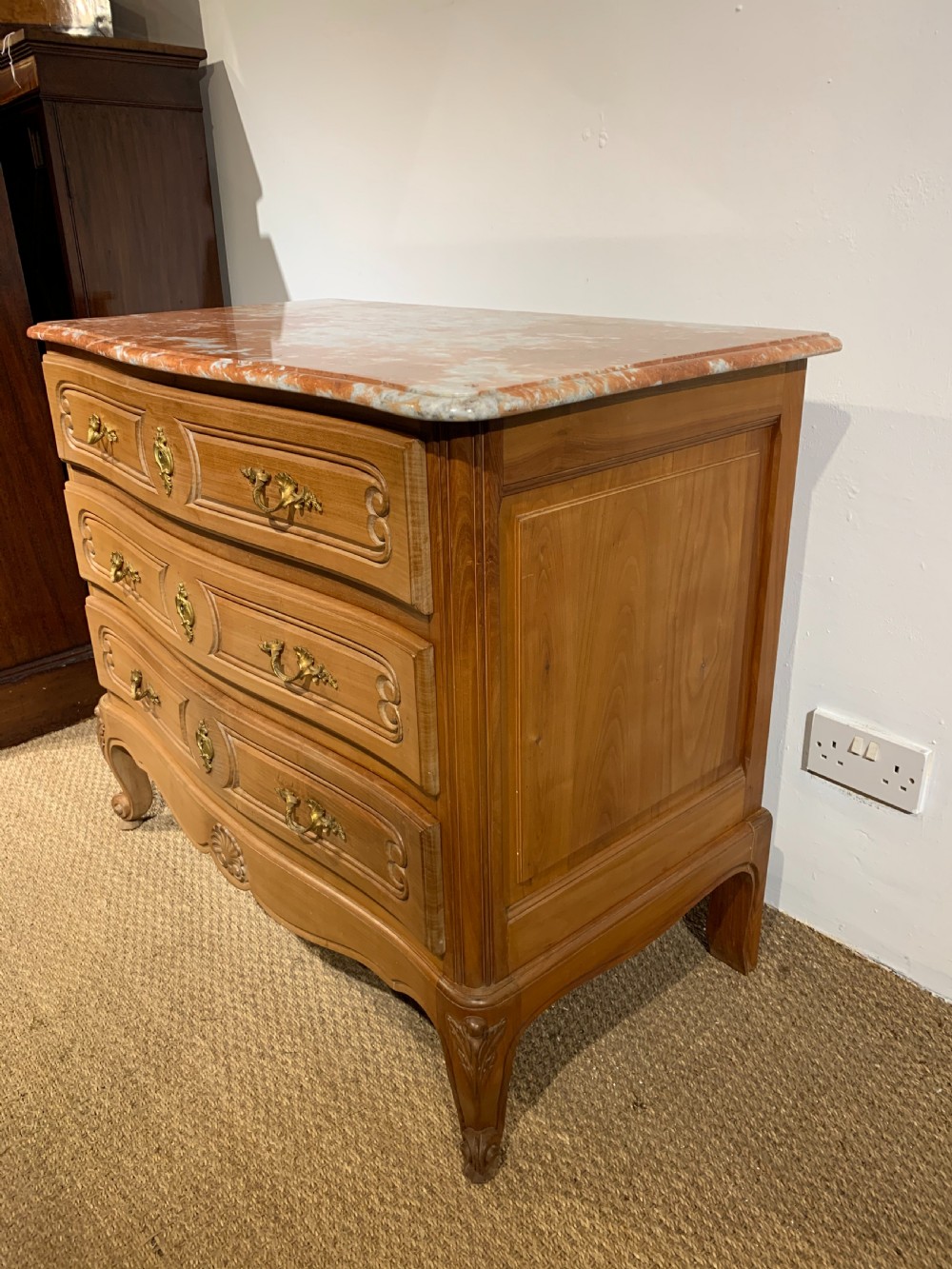 Small marble topped cherry wood commode  View V