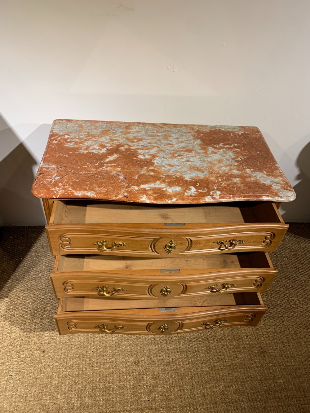 Small marble topped cherry wood commode  View VI