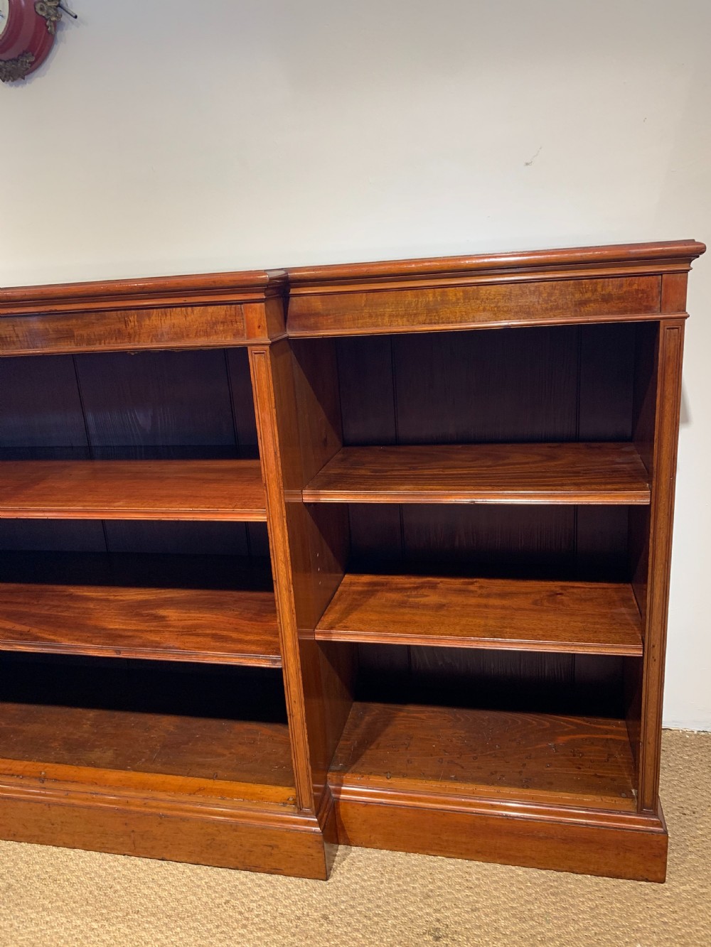 Large Victorian mahogany breakfront bookcase  View II