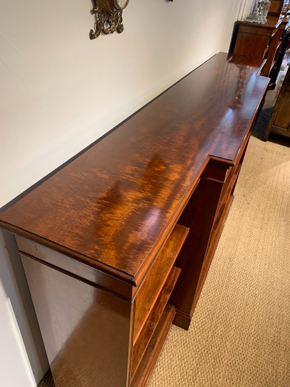 Large Victorian mahogany breakfront bookcase  View V