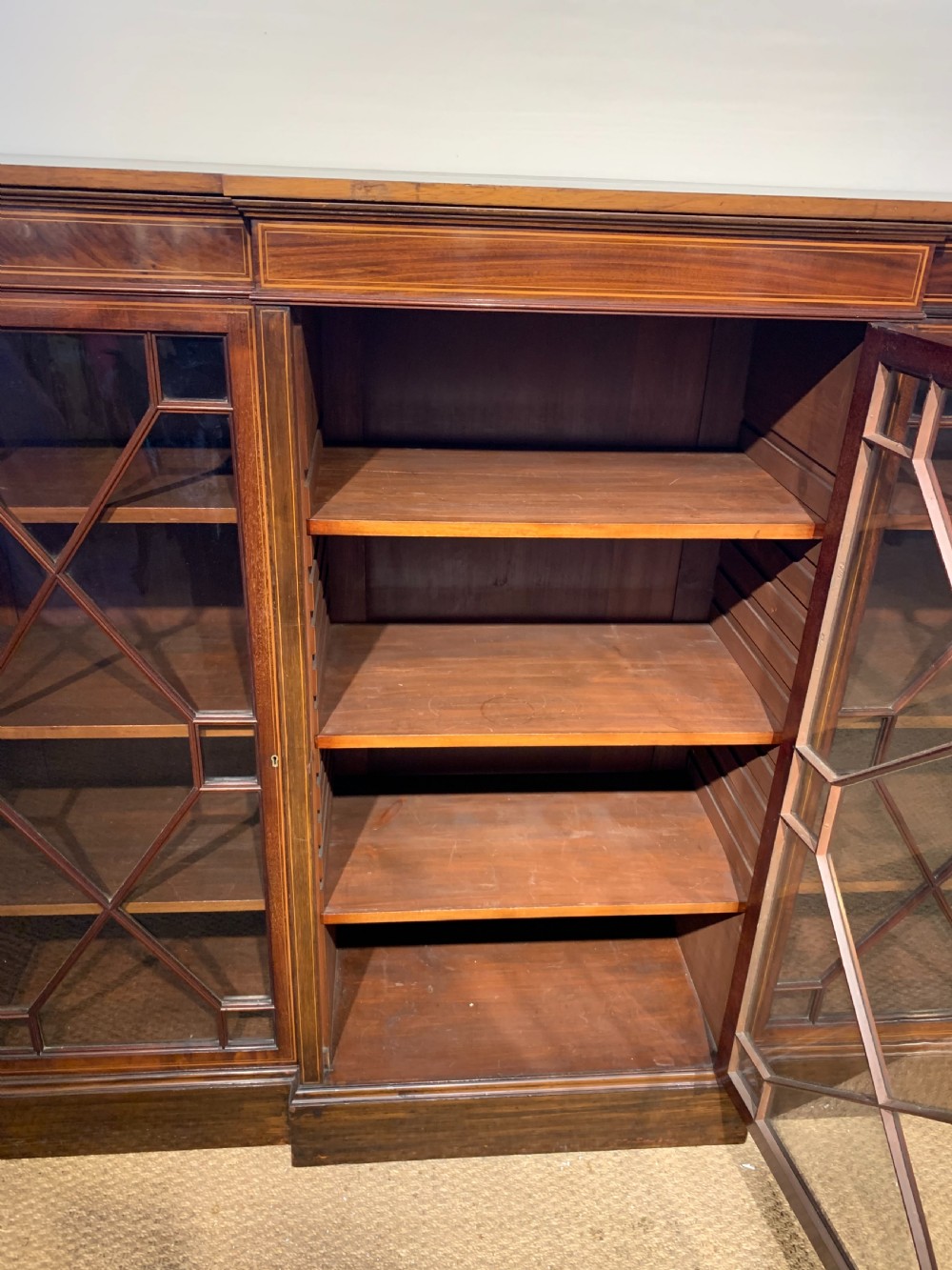 Edwardian breakfront bookcase  View XII