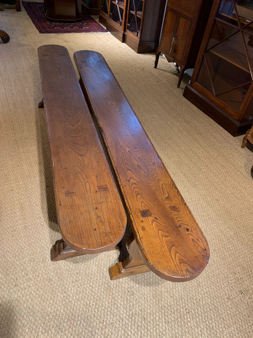 Pair of Elm benches  View II