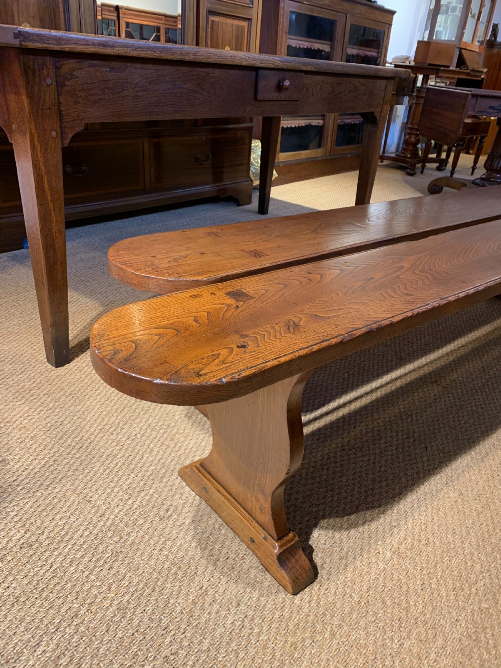 Pair of Elm benches  View III