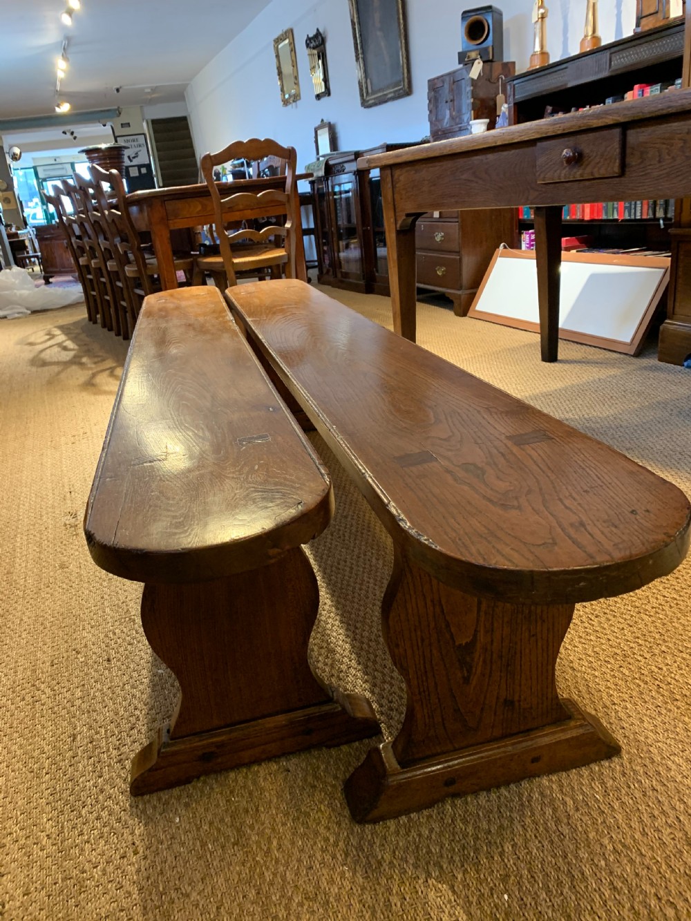 Pair of Elm benches  View VI