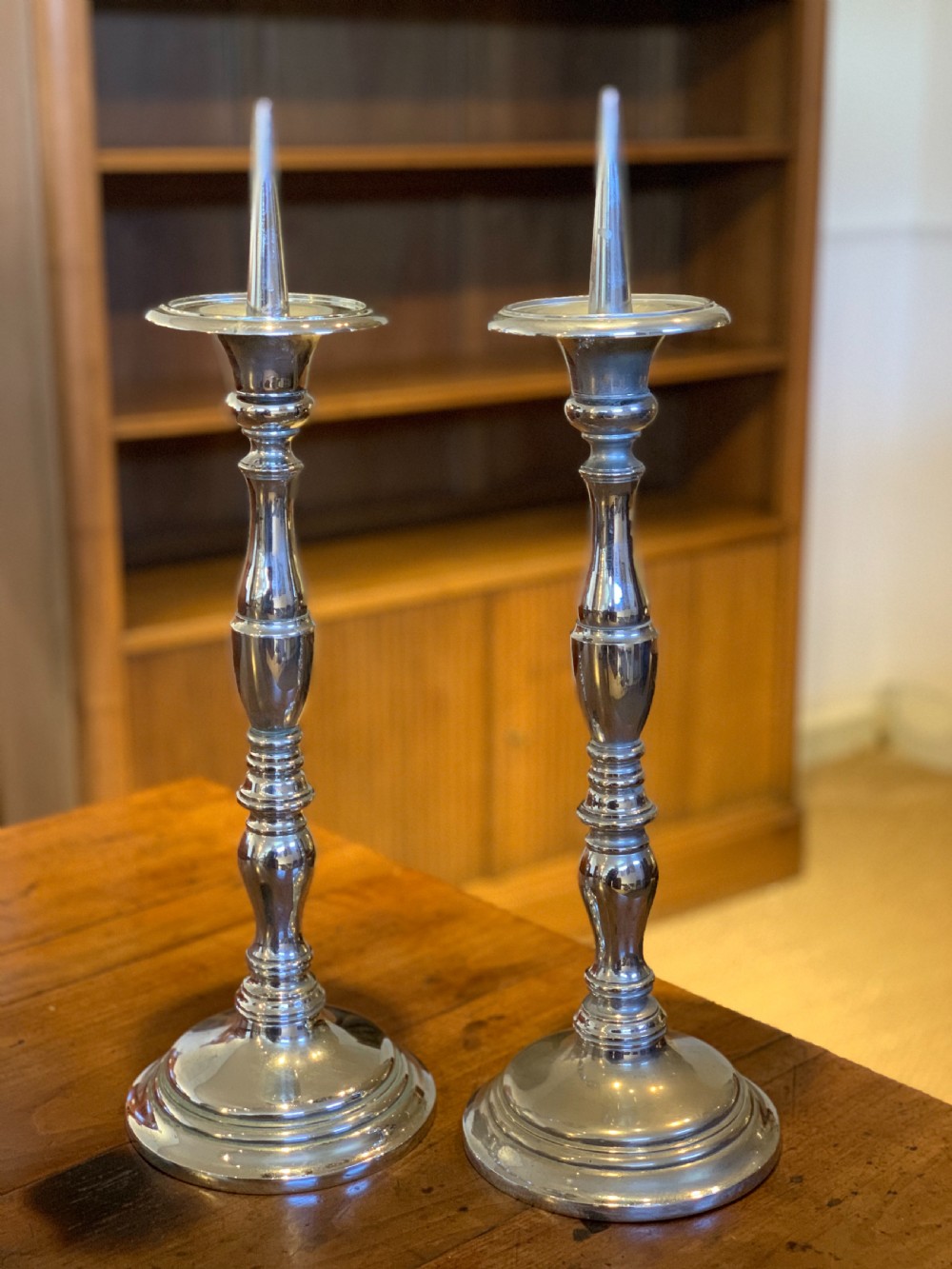 Pair of 19th century cavalry officer’s communion candlesticks  View II