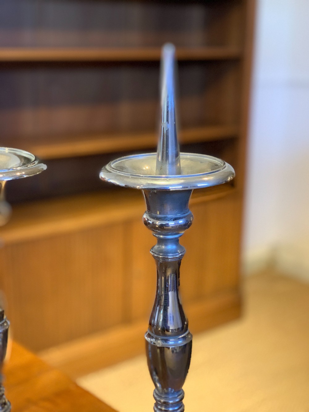 Pair of 19th century cavalry officer’s communion candlesticks  View III