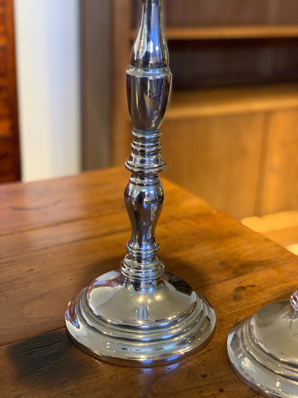 Pair of 19th century cavalry officer’s communion candlesticks  View V