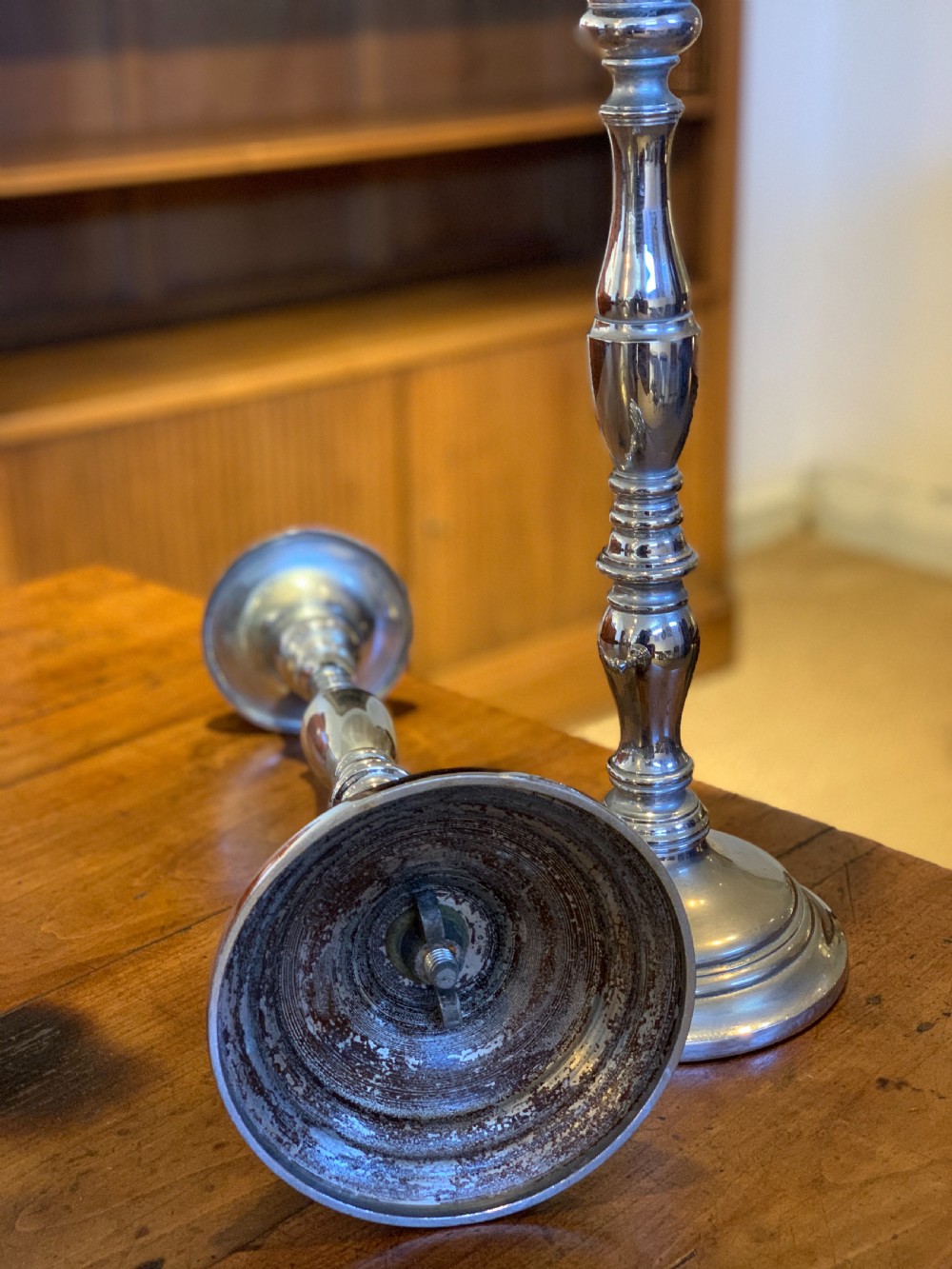 Pair of 19th century cavalry officer’s communion candlesticks  View VI