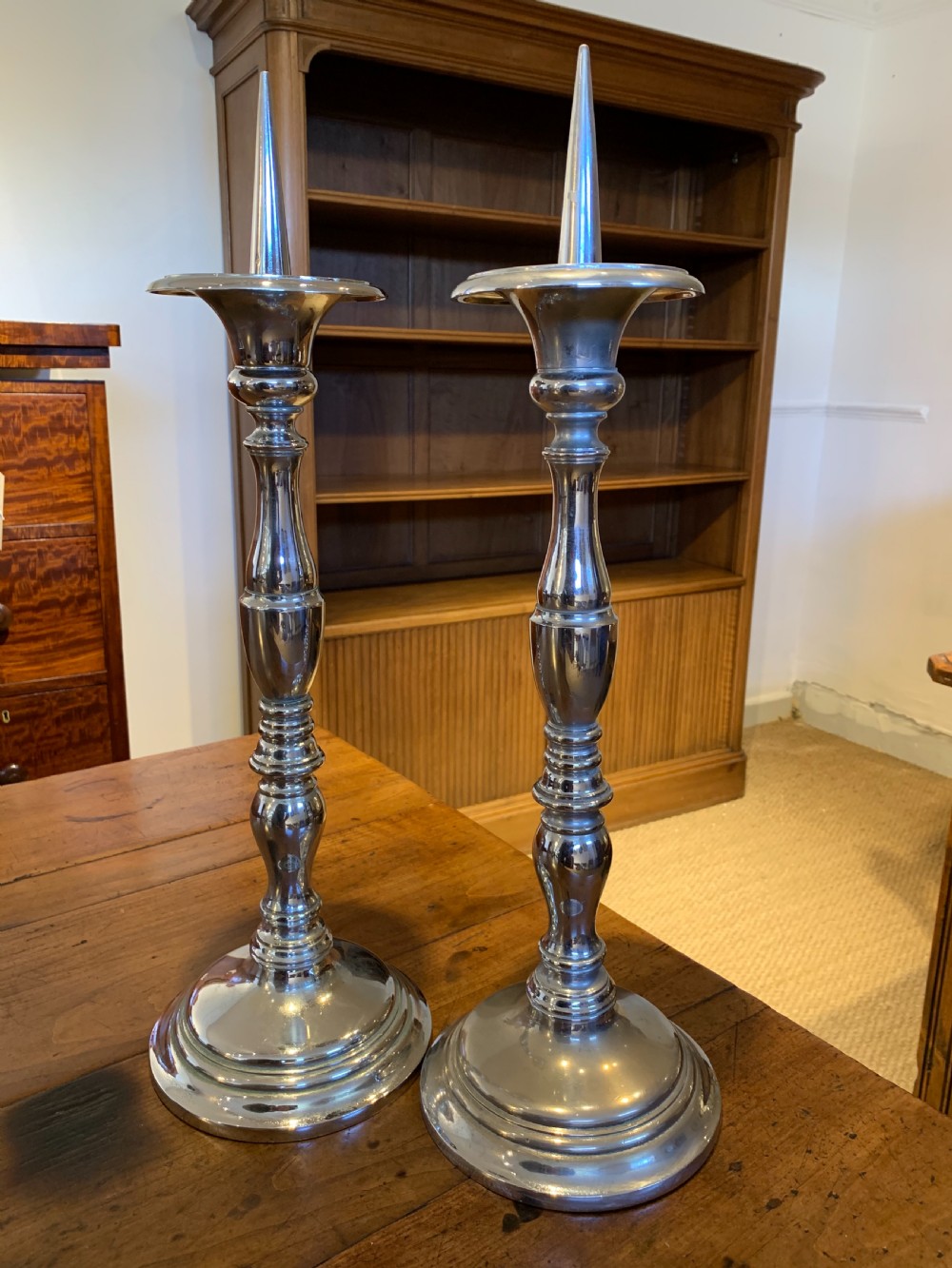 Pair of 19th century cavalry officer’s communion candlesticks  View VII