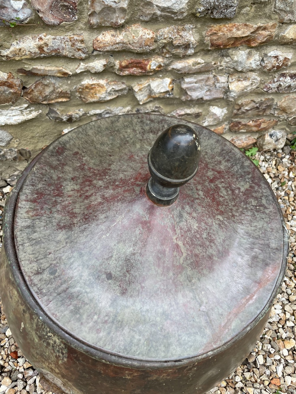Large lidded copper log bin  View II