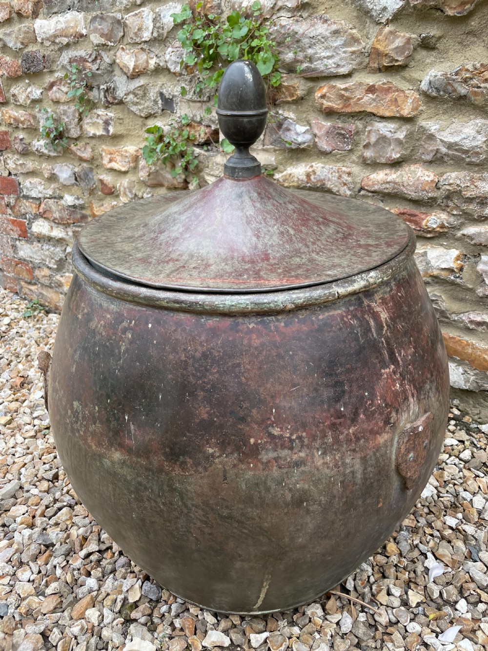 Large lidded copper log bin  View IV