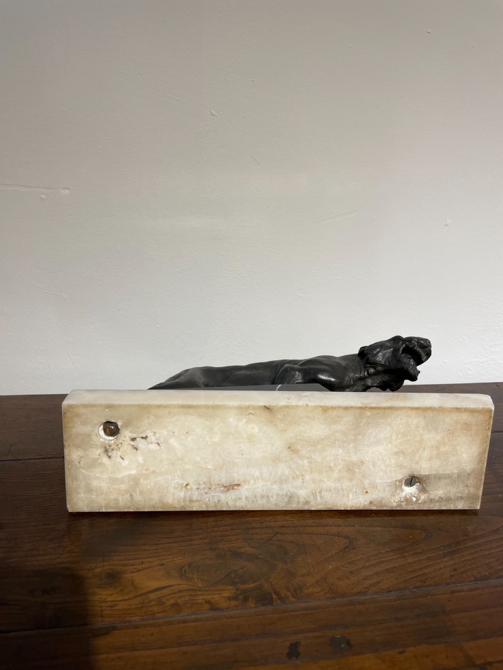 Art Deco spelter lion on marble base  View VII
