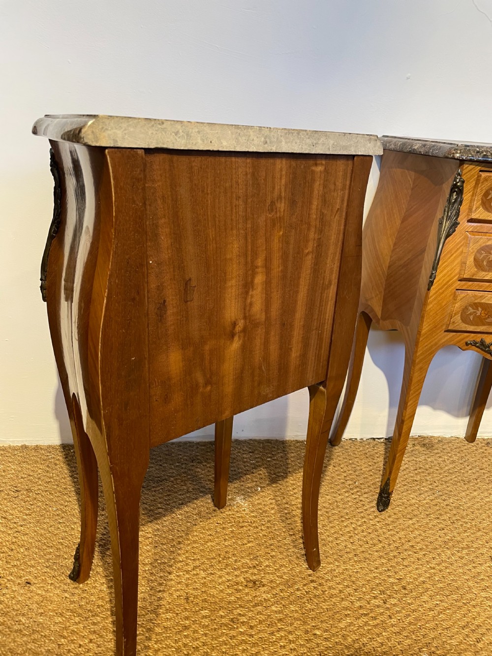 Pair of king wood inlaid bedside cabinets  View VI
