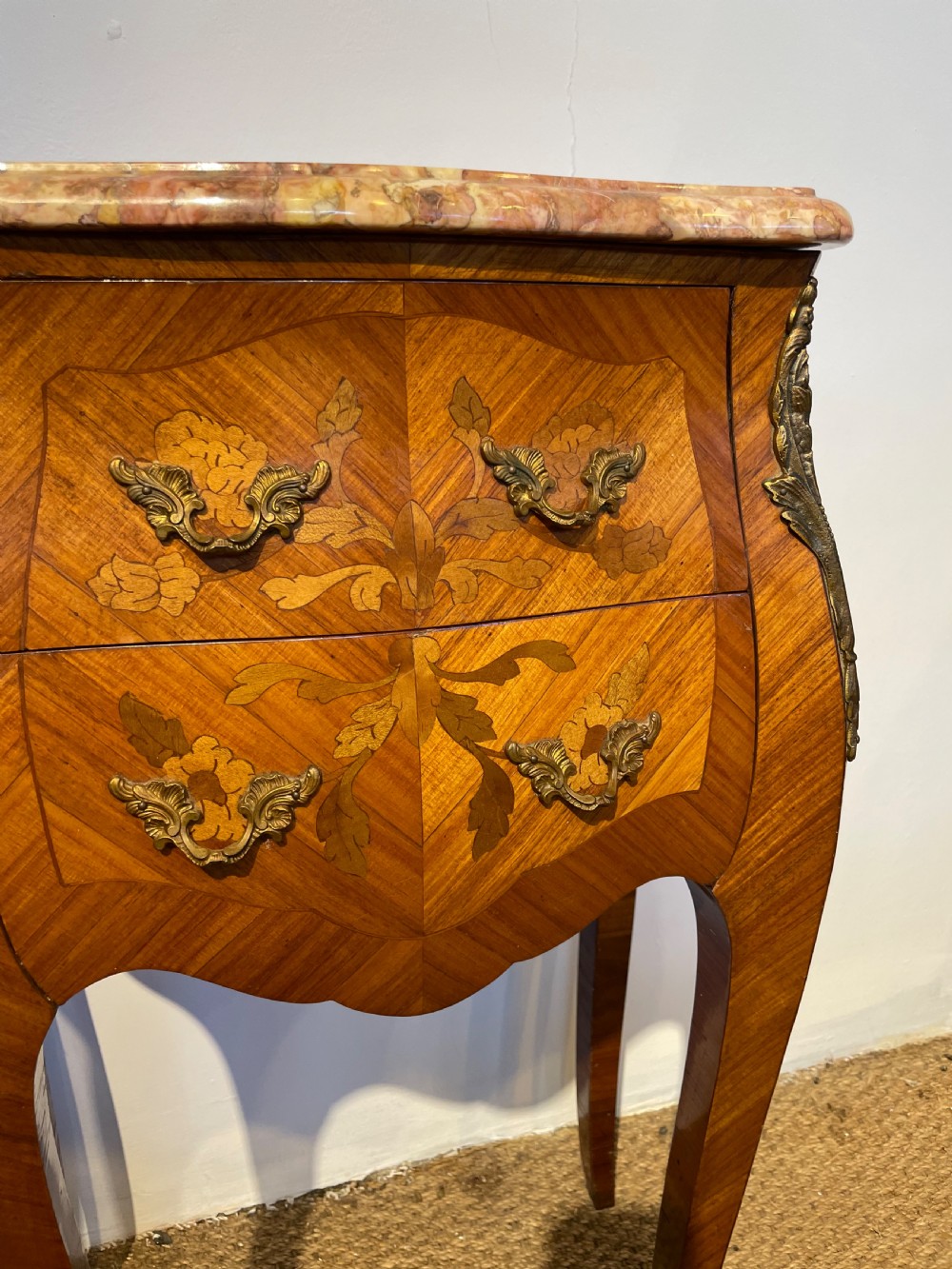 Pair of marble topped bedside cabinets  View II