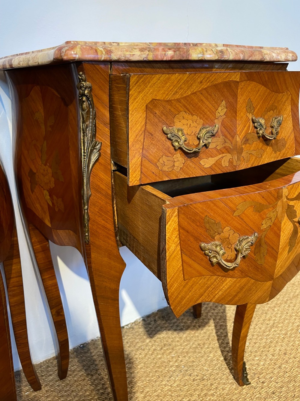 Pair of marble topped bedside cabinets  View IV